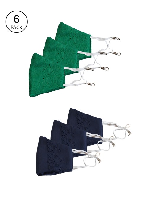 

Bellofox Unisex Pack Of 6 Self Design 3-Ply Reusable Protective Outdoor Masks, Green