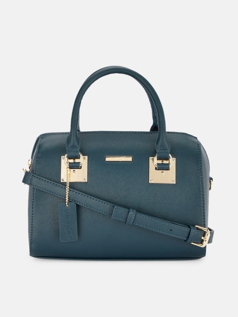 

Forever Glam by Pantaloons Teal Blue Solid Leather Handheld Bag
