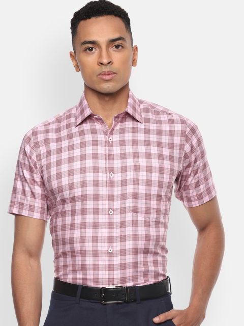 

Van Heusen Men Pink & Blue Regular Fit Checked Cotton Formal Shirt