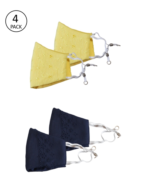 

Bellofox Pack of 4 Self-Design 3-Ply Protective Outdoor Masks, Yellow