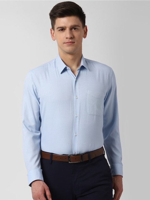 

Peter England Men Blue Self Design Casual Shirt