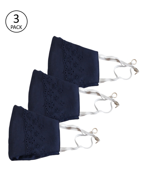 

Bellofox Unisex Pack Of 3 Self Design 3-Ply Reusable Protective Outdoor Masks, Navy blue