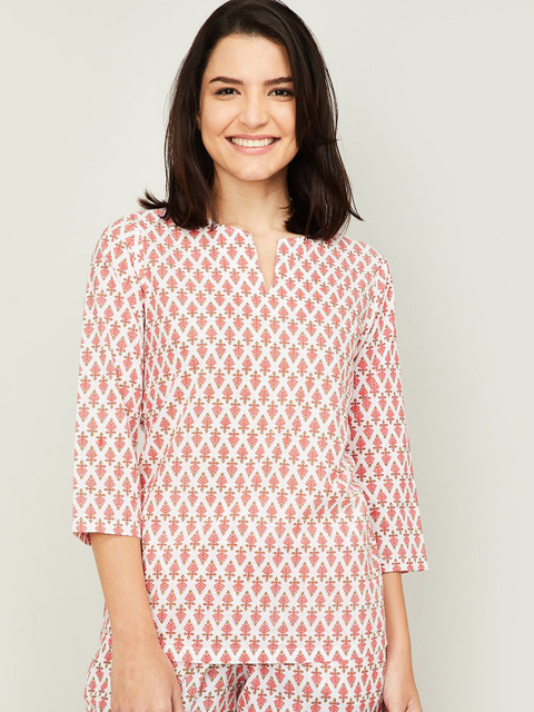 

Ginger by Lifestyle White & Red Printed Lounge T-shirt