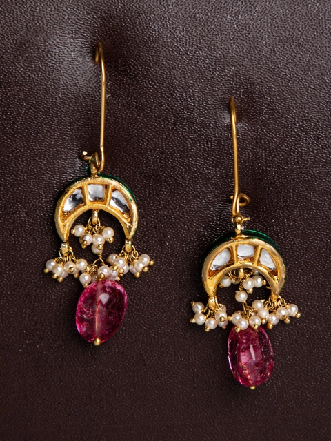 Biba Gold-Plated Pink Contemporary Drop Earrings