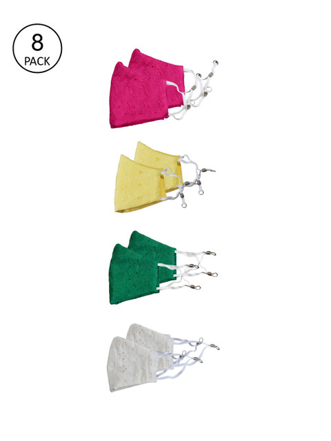 

Bellofox Unisex Pack Of 8 Self Design 3-Ply Reusable Protective Outdoor Masks, Pink