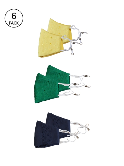 

Bellofox Pack Of 6 Self-design 3-Ply Reusable Protective Outdoor Masks, Yellow