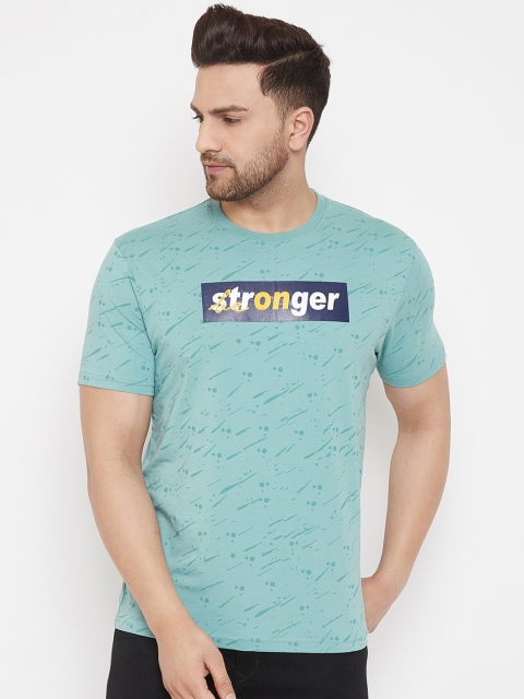 

98 Degree North Men Blue Printed Round Neck T-shirt
