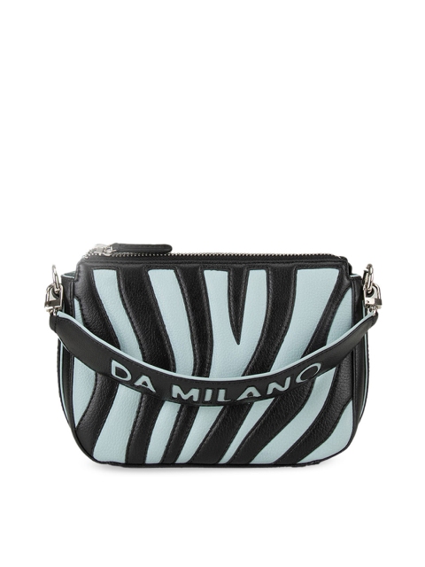 

Da Milano Black & Mint Green Striped Sling Bag