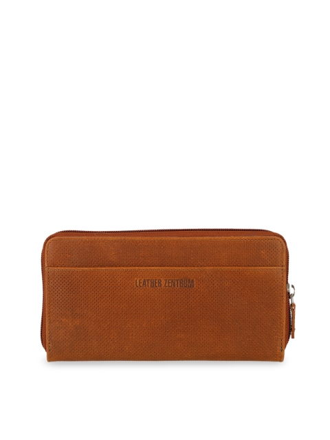 

Leather Zentrum Women Tan Textured Zip Around Wallet