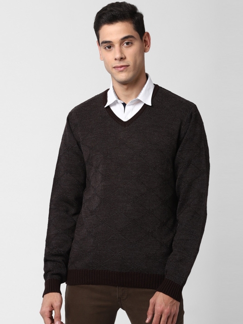 

Peter England Men Brown Self Design Pullover Sweater