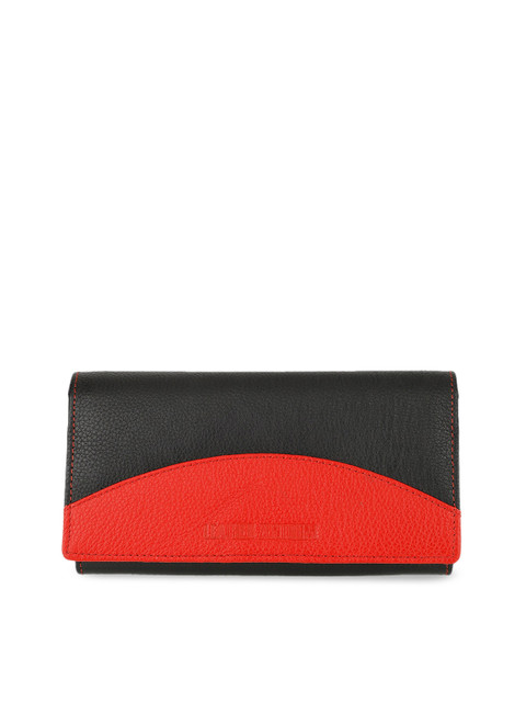 

Leather Zentrum Women Black & Red Colourblocked Two Fold Wallet