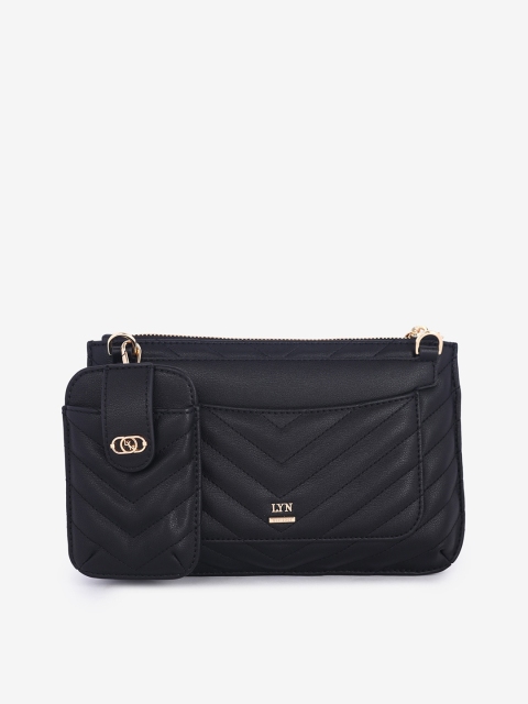 LYN Black Textured Sling Bag