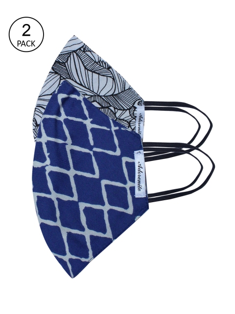 ADORENITE Pack Of 2 Printed 2-Ply Reusable Outdoor Cloth Masks, White