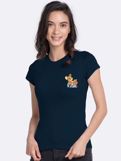 

Bewakoof Women Blue Jerry Printed T-shirt