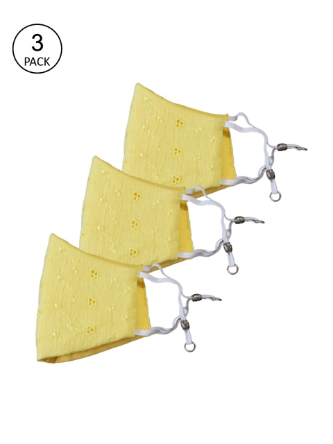 

Bellofox Unisex Pack Of 3 Printed 3-Ply Reusable Protective Outdoor Masks, Yellow