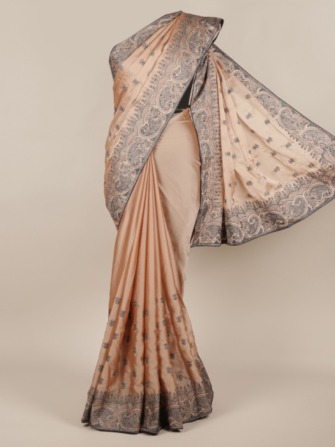 

Pothys Tan Embellished Poly Chiffon Saree