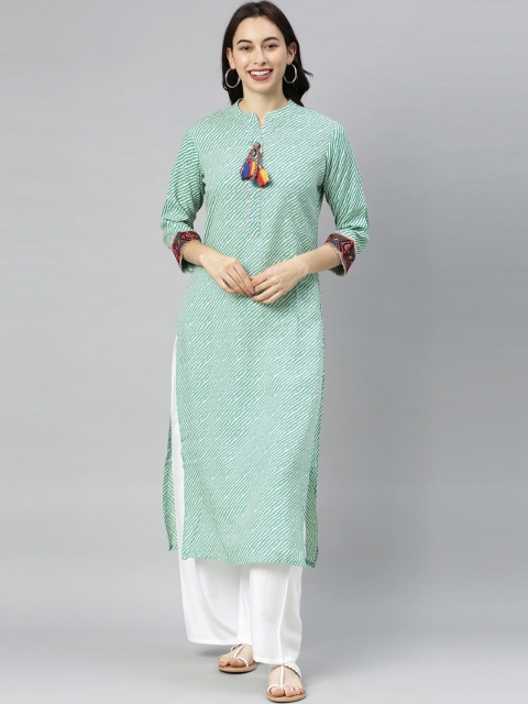 

Neerus Women Green Striped Kurta