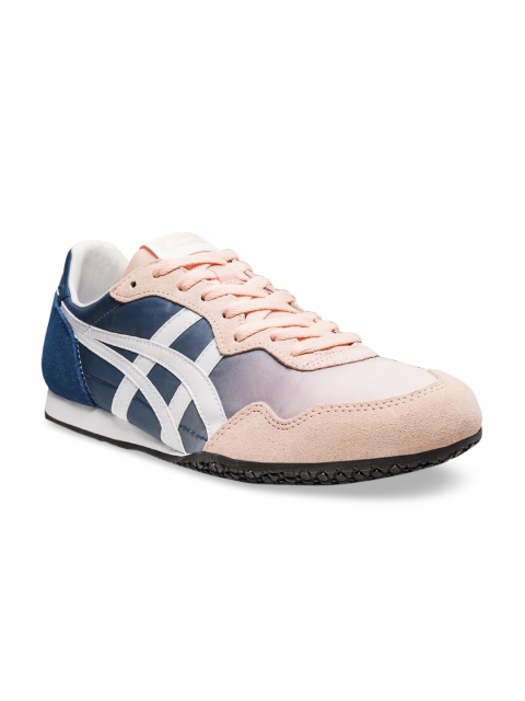 

Onitsuka Tiger Unisex Pink Navy Blue Colourblocked Leather Sneakers Casual Shoes Serrano