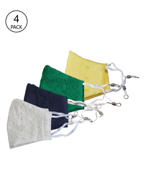 

Bellofox Unisex Unisex Pack Of 4 Yellow & Green Self Design Protective Outdoor Cloth Masks