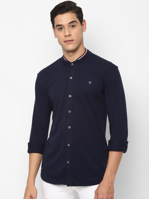 

Allen Solly Men Navy Blue Solid Casual Shirt