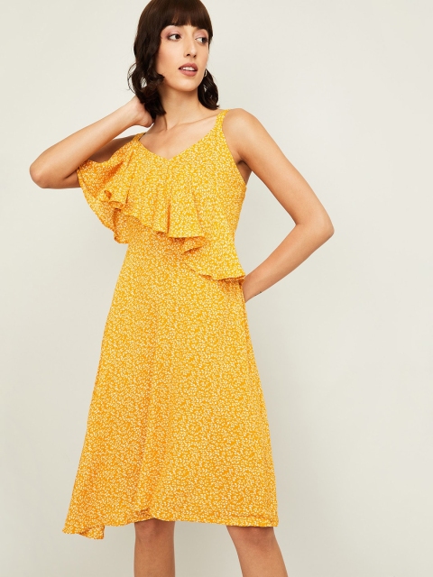 

CODE by Lifestyle Women Yellow Printed A-Line Dress