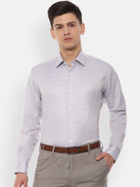 

Luxure by Louis Philippe Men Grey & Blue Regular Fit Checked Cotton Formal Shirt