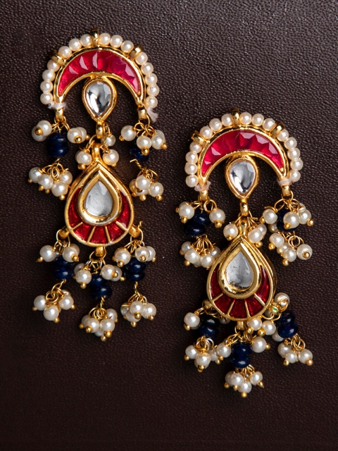

Biba Gold-Plated & Pink Contemporary Drop Earrings