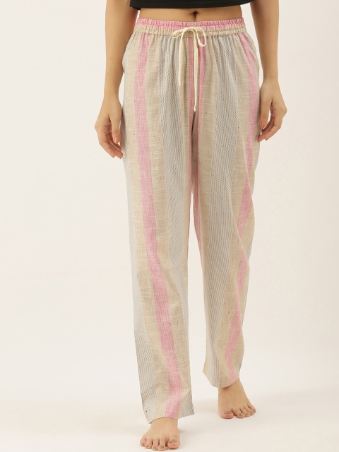 

Bannos Swagger Women Cream & Pink Striped Lounge Pants