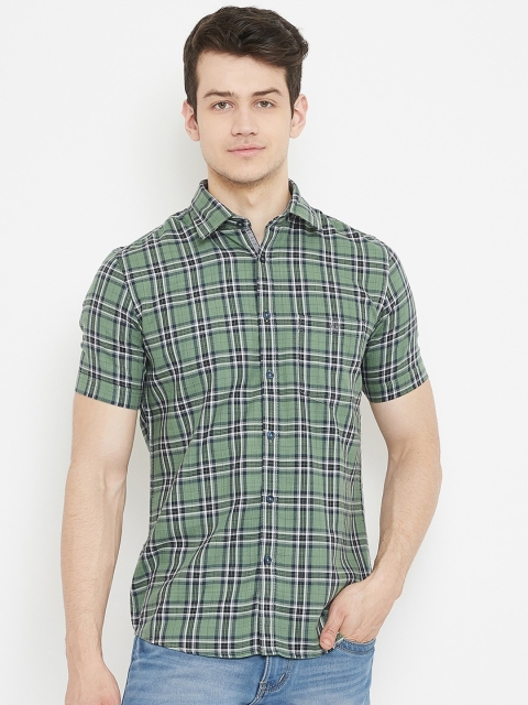 

Crimsoune Club Men Green Slim Fit Checked Casual Shirt