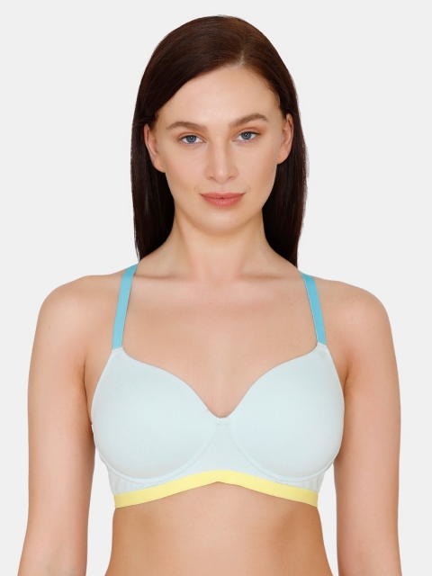 

Zivame Blue & Yellow Solid Non-Wired Lightly Padded T-shirt Bra ZI10S6FASHA