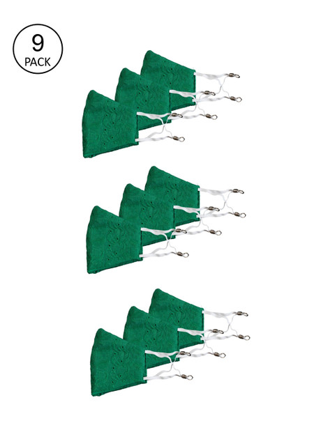 

Bellofox Unisex Pack Of 9 Printed 3-Ply Reusable Protective Outdoor Masks, Green