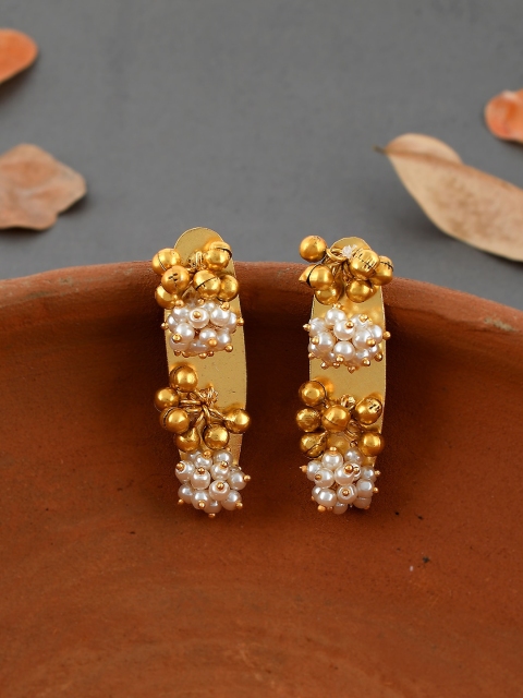 

Imittire Gold-Plated Ghunghroo Contemporary Drop Earrings