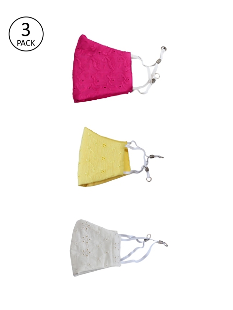 

Bellofox Pack of 3 Pink & Yellow Self-Design 3-Ply Protective Outdoor Masks