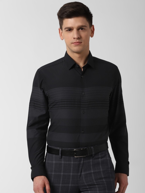 

Peter England Men Black Striped Casual Shirt