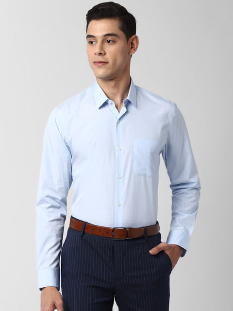 

Peter England Men Blue Regular Fit Self Design Formal Shirt