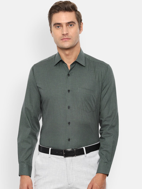 

Van Heusen Men Green & Purple Regular Fit Printed Cotton Formal Shirt