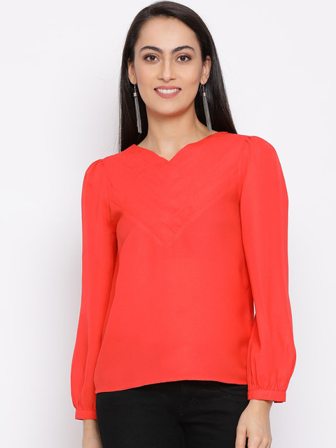 

ALL WAYS YOU Red Georgette Regular Top