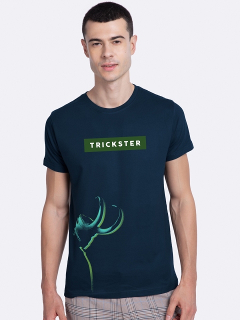 

Bewakoof Men Teal Printed Round Neck Trickster Loki T-shirt