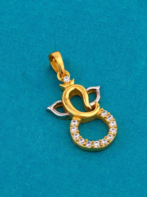 

Dare by Voylla Men Gold-Toned & White Designer Ganesha Pendant