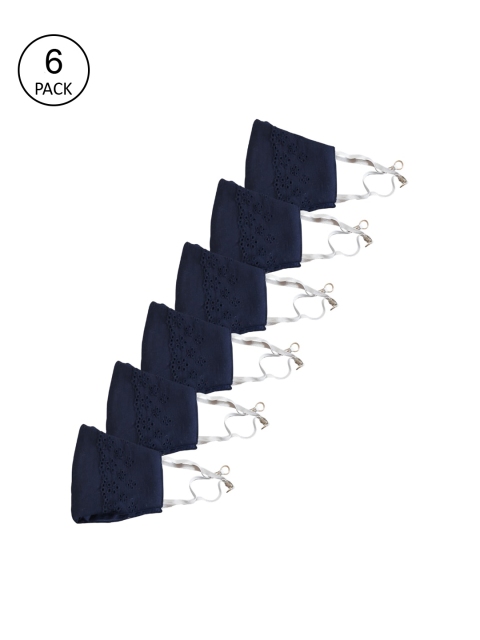 

Bellofox Pack Of 6 Blue Self Design 3-Ply Reusable Protective Outdoor Masks, Navy blue