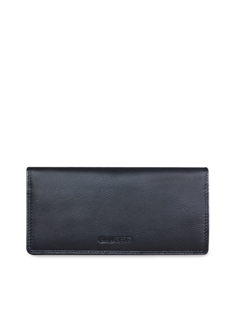 

CALFNERO Women Black Textured RFID Protected Leather Two Fold Wallet