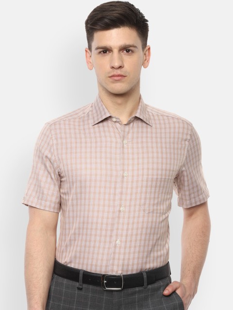 

Louis Philippe Men Beige & White Regular Fit Checked Formal Shirt