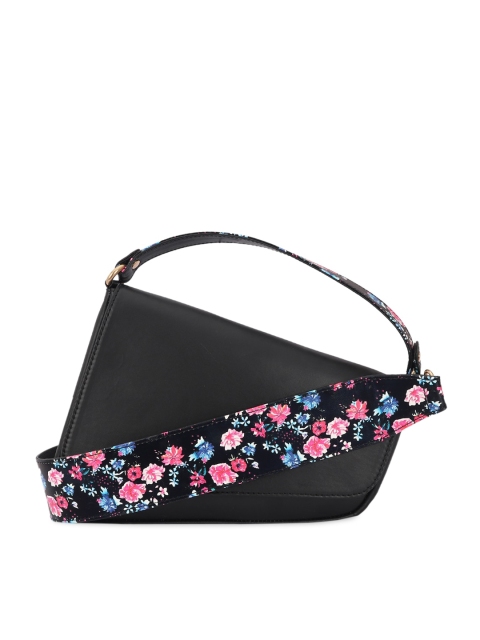 

THE GUSTO Black Self Design Handheld Bag
