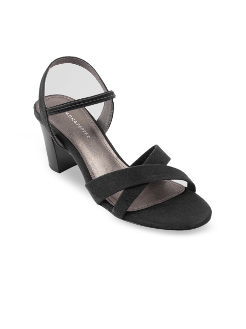 

LEMON & PEPPER Women Black Solid Block Heels