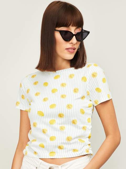 

Ginger by Lifestyle Off White Printed Regular Top
