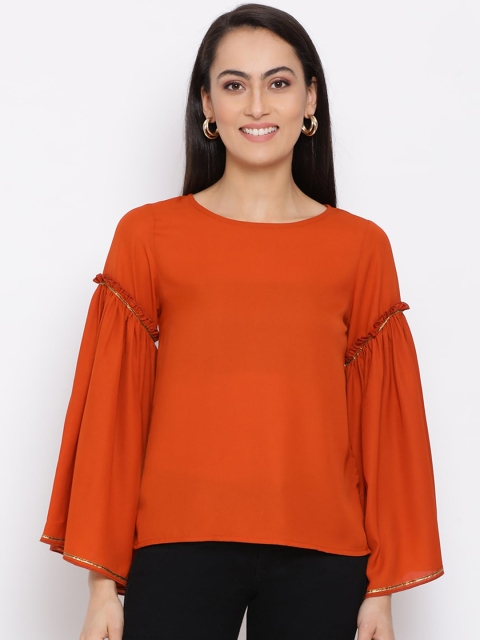 

ALL WAYS YOU Women Rust Bell Sleeves Regular Top