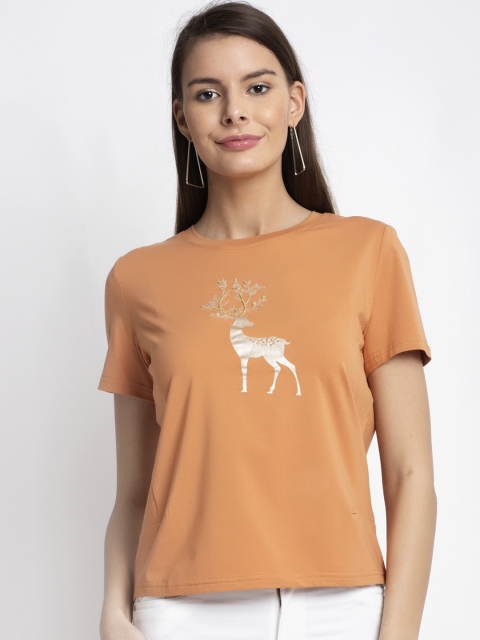 

Global Republic Beige Printed Regular Crop Top
