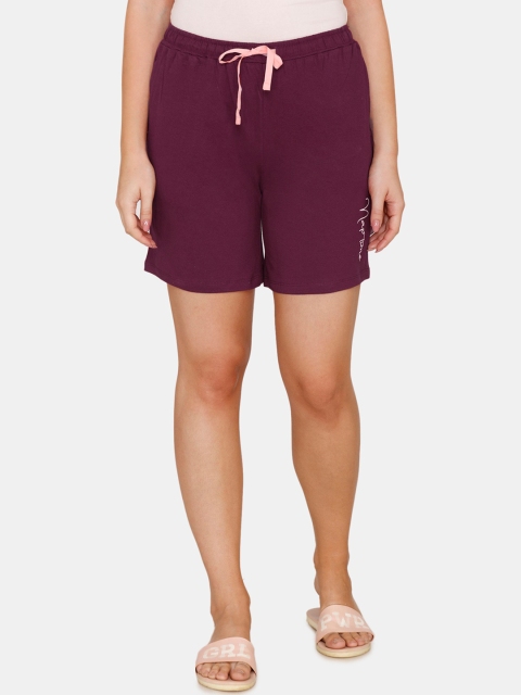 

Zivame Women Maroon Solid Loose Fit Regular Shorts