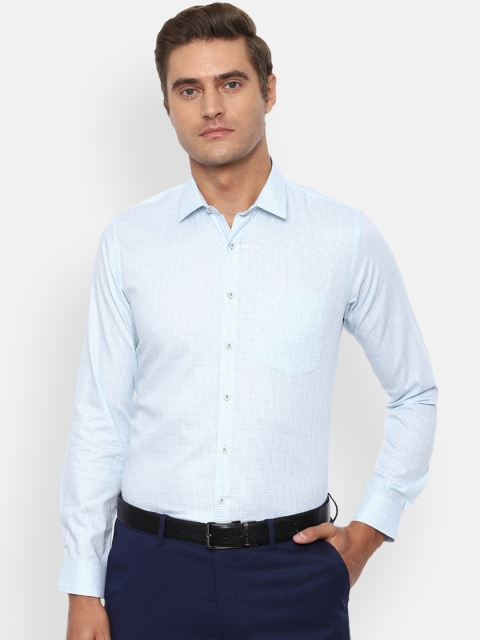 

Van Heusen Men White & Blue Regular Fit Checked Cotton Formal Shirt