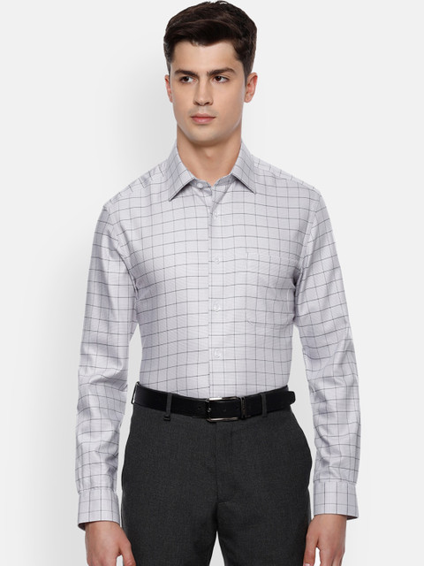 

Louis Philippe Permapress Men Grey Checked Casual Shirt